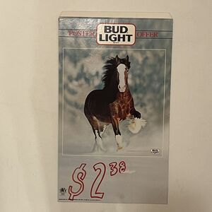 Vintage 1983 Bud Light Beer Clydesdale Poster Offer Standee USA Horse Budweiser